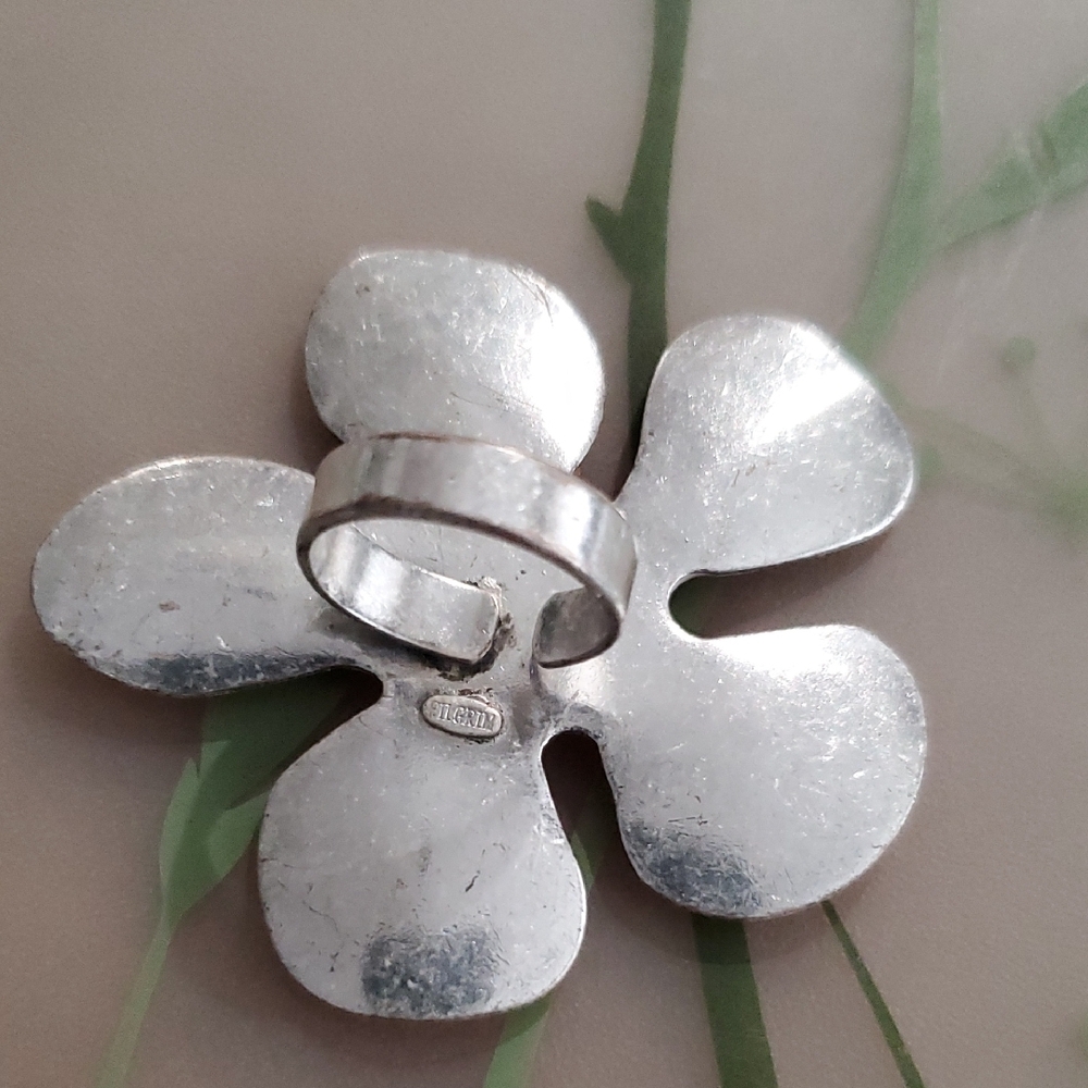 Vibrant Orange Floral Statement Ring - image 4